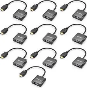 HDMI to VGA 10-Pack Uni-Directional HDMI-to-VGA Adapter Bulk Gold-Plated Male to Female for Monitor Projector HDTV Laptop Computer Desktop Chromebook  Xbox and More