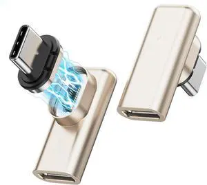 2Pack 24Pin Magnetic USB C 90 Degree Adapter 240W(40Gbps and 4K Video) USB-C Male to Type-C Female Right Angle Adapter Extender for iPhone 15 16 Series USB4 Steam Deck Switch Laptop