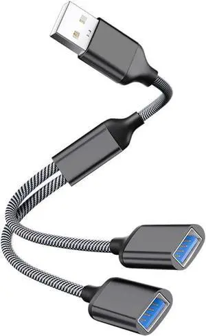 USB Male to Dual USB-C Female Splitter Cable USB Splitter Y Cable Dual Double Port Extender Hub Type-C Adapter Data & Charger Power for Smartphone Laptop Tablet PC Car Xbox