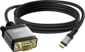 USB C to VGA Cable 10 FT USB Type-C to VGA Adapter Cord (Thunderbolt 3/4) Compatible with iPhone 16/15 Series MacBook Pro/Air iPad Pro iMac Galaxy S24 XPS Surface Book 3 and More Black Cable