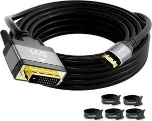 HDMI to DVI Cable 4FT Bi-Directional DVI to HDMI Male to Male Cord HDMI A to DVI-D Adapter Gold-Plated Connectors Aluminum Shells 1080P for Computer Monitor Projector Raspberry Pi Xbox PS3