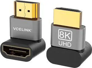 HDMI Right Angle Adapter 8K@60Hz 90 Degree HDMI Adapter Male to Female HDMI 2.1 Cable with 4K@120Hz HDR eARC for for HDTV Switch Laptop PS4 PS5 Xbox 2-Pack