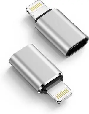 [2-Pack] USB C to Lightning Adapter Type C to Lightning Adapter Support PD Fast Charging & Data Sync  Compatible with iPhone 14/13/12/11/X/XR Pro iPad AirPods  Not for Audio/OTG