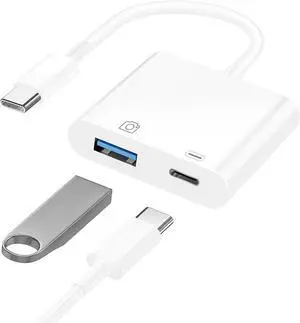 USB C to USB Camera Adapter for iPhone 16/15 USB3.0 Female OTG Adapter with Fast Charging Port for iPhone 16/16 Pro Max/16 Plus/15 Pro Max/15/iPad/iPad Pro to USB Flash Drive/Keyboard/Mouse