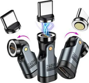 240W USB C Magnetic Adapter (3Pack) Gen3 USB C 90 Degree Adapter/C Right Angle Adapter/180 Degree USBC Adapters/USBC to USBC Adapters for Phone 16/15 Ma-Book Pro/Pad Series