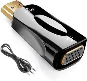 HDMI to VGA Adapter Converter mini 1080P Male to Female Cord for Computer Desktop Laptop PC Monitor Projector HDTV Chromebook Raspberry Pi  Xbox and MoreBlack
