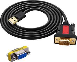 USB to RS232 DB9 Serial (9-Pin) Adapter Cable 5ft Compatible with MAC OS Windows Android Linux (USB A)