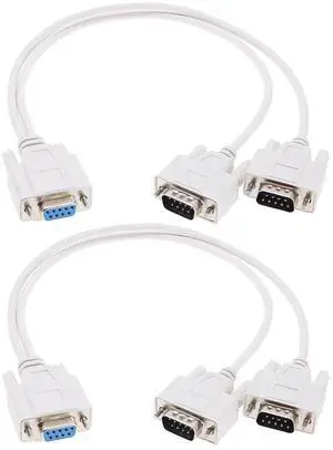 2Pcs DB9 Serial Splitter Cable Replacement DB9 9 Pin 1 Female Ale to 2 Male Rs232 Serial Splitter Adapter Accessories for Connecting Computers Digital Machine Tools