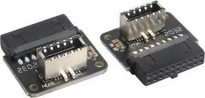 2Pack 90 Degree USB 20Pin to USB3.1 Type-E Front Panel Connector Down-Right Angle Type-E USB 3.1 Female to 19/20Pin USB3.0 Female Header Extension Adapter for Computer Motherboard(19Pin/Down)