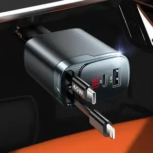 Retractable Car Charger 84W Car Charger USB C 4 in 1 Car Accessories Fast Charging Car Charger Adapter for iPhone 17 16 15 14 13 12 Pro Max  Pixel | Travel Essentials Gifts for Men Women