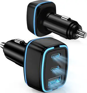 USB C Car Charger 3 Port PD Super Mini Cigarette Lighter Adapter 2Pack USB-C & A Fast Car Charging for iPhone 16/15 Pro Max Galaxy S25/S24 iPad Pixel Android Phones Travel Essentials for Men