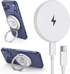 2 in 1 for MagSafe Magnetic Wireless Charger Pad & Stand for iPhone 12-17(All Series) with 6.6Ft USB-C Woven Charging Cable Gifts for Men and Women