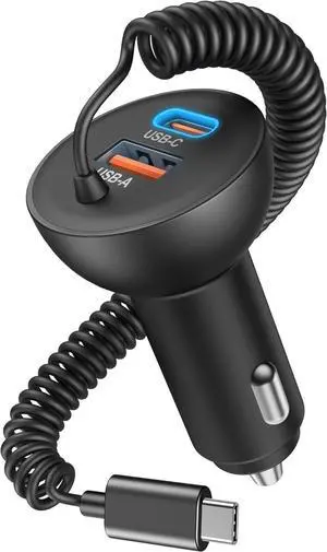 90W iPhone 17/17 Pro Max/Air Car Charger Fast Charging 3-Port USB C Fast Car Charger Cigarette Lighter Adapter & 4FT USB-C Coiled Cable for iPhone 17/Air/17 Pro /16/15 Pro Max/Plus iPad Android 90W iPhone 17/17 Pro Max/Air Car Charger Fast Charging 3-Port USB C Fast Car Charger Cigarette Lighter Adapter & 4FT USB-C Coiled Cable for iPhone 17/Air/17 Pro /16/15 Pro Max/Plus iPad Android