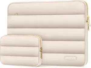 13.3 inch Laptop Case 13-13.3 inch Puffy Laptop Sleeve Compatible with MacBook Air 13 13.6 M4 M3 M2 M1/Pro 13/Pro 14 HP    Polyester Horizontal Bag with Small Case Sand