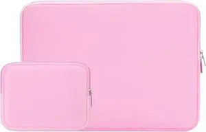 RAINYEAR 14 Inch Laptop Sleeve Case Protective Soft Padded Zipper Cover Carrying Computer Bag with Accessories Pouch Compatible with 14 Notebook Tablet Chromebook (Pink)