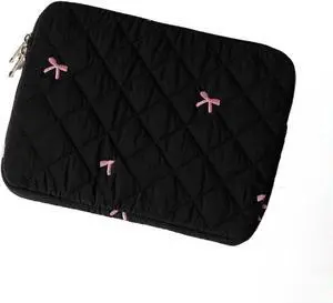 Cute Bow Graphic Carrying Laptop Bag Y2K Preppy Laptop Sleeve Case Bag Kawaii Pad Computer Protect Case Pouch (13-14 inch Black)