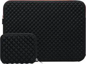 Laptop Sleeve Compatible with 17-17.3 inch  XPS/HP Pavilion/Ideapad//Alienware/HP Omen Neoprene Diamond Foam Carrying Bag Cover with Corner Protection & Small Case Black