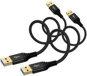 USB to USB Cable 6FT 2 Pack USB-A to USB-A Cord Male to Male USBCable Double Side USB3.0 A to A Data Transfer Cord for Computer PC Laptop Cooler DVD Player Hard Drive Enclosures TV Hub Set Up Box