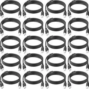 20 Pack USB Printer Cable 6FT USB A to B Cable 2.0 USB B Cable High-Speed Printer Cord Compatible with Hp Canon Brother   Epson Lexmark Xerox Piano Dac and More(Black)