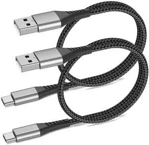 USB A to USB C Cable 2ft 2 Pack Braided USB Type C Cable Fast Charging Cord 2 ft USB to USB-C Cable for Car iPhone 15 16 17 Pro Max iPad Air Pro  Galaxy S24 S23 Ultra USBA to USBC Cable