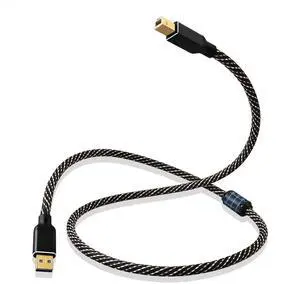 3.0 USB 3.28ft HiFi Audio Cable -USB A to USB B 4N OFC Core 24K Gold-Plated Connectors USB A to B Cable with Nylon Braid Compatible with Sound Card Mixer Synthesizer(3.28ft/1m)