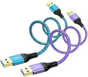 USB to USB Cable 2Pack 6Ft USB3.0 A to A Male to Male Cable Double End USBCord Data Transfer Cord for Hard Drive Enclosures Laptop Cooler Computer PC Cooling Fan/Pad DVD Player TV Hub Monitor