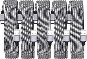 [ MFi Certified] iPhone 17 Charger Cable 5Pack USB A to Type C 60W Fast Charging Cord USB Type C Braided Cable for iPhone 17/17 Air/17 Pro/17 Pro Max/16 Pro/15/Galaxy S25/S24/Pixel/iPad