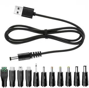 Universal Charger Power Core 5V USB to DC 5.5x2.1mm Charging Cable with 11 Connectors (Micro-USB Type-C Mini USB 2.5x0.7 3.0x1.1 3.5x1.35 4.0x1.7 4.8x1.7 5.5x2.52.5mm) 3.3FT Universal Charger Power Core 5V USB to DC 5.5x2.1mm Charging Cable with 11 Connectors (Micro-USB Type-C Mini USB 2.5x0.7 3.0x1.1 3.5x1.35 4.0x1.7 4.8x1.7 5.5x2.52.5mm) 3.3FT