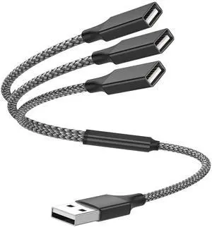 USB Y Splitter 1 in 3 Out (1Ft/30cm) USB Male to 3 Female Cable for PC/Laptop/MacBook/Keyboard/PS4/PS5/Flash Drive/LED Etc.(Black) USB Y Splitter 1 in 3 Out (1Ft/30cm) USB Male to 3 Female Cable for PC/Laptop/MacBook/Keyboard/PS4/PS5/Flash Drive/LED Etc.(Black)