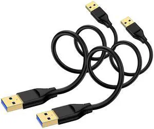 USB to USB Cable 10FT 2Pack USB3.0 Cable Male to Male Double End Type A to Type A USBCord High Speed Data Transfer Cord for External Hard Driver Computer Laptop Cooler Sound Bar TV Monitor DVD Player