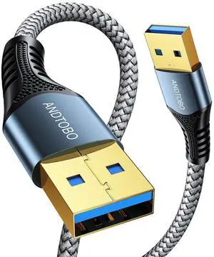 USB 3.0 A to A Male Cable USB 3.0 Male to Male Extension Cable Double End USB Cord Compatible with Hard Drive Enclosures DVD Player Laptop Cooler- Grey 1.65FT