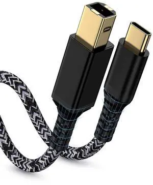 USB C Printer Cable 6Feet USB Type B 2.0 to Type C  Printer Cord for Macbook Pro/Air iPad Computer Laptop MIDI to USBC Cable for HP Epson Canon Brother Digital Piano Keyboard DJ Controller