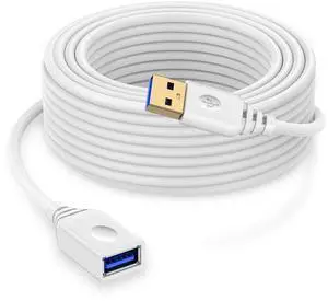 10FT USB to USB Extension Cord White Type A to Type A Extender Cable to USBA Extensions Power Cord A Type Male to Female Cable Fast Data Transfer Wire for HP Printer Webcam Flash Drive Hard