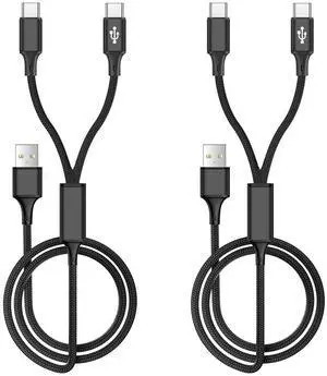Dual USB-C Splitter Charge Cable 4ft 2Pack Power up to 2 USB C Devices at Once Multi USB Type C for iPhone 15 Pro/15 Pro Max/15 Plus iPad Air/Pro  Galaxy S24 S23 A55 Tab S9 PS5 Google Kindle