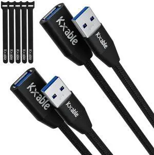 USB 3.0 Extension Cable 3 Feet (2 Pack) Type A Male to Female Extender Cord Nylon Braided 5Gbps Data Transfer Compatible with Webcam Camera USB hub Keyboard Mouse Flash Drive Hard Drive