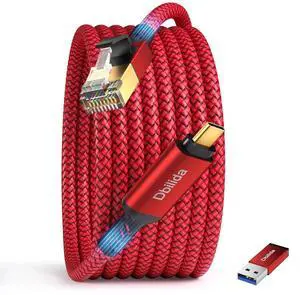 USB C to Ethernet Cable 10 FT - 2 in 1 USB A/C to RJ45 Cable 1Gbps Braided Ethernet to USB C Cable Type C to RJ45 Ethernet for Thunderbolt 4/5 MacBook Pro/Air iPhone 16/17 XPS Galaxy S24