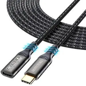 USB-C Extension Cable 16.5ft/5M Male to Female Extender Braided Data Cord 100W PD Fast Charging 20 Gbps