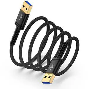 USB to USB Cable 10FT High Speed 3.0 Type A to A Male Cord Double End Braided Data Transfer Cable for Computer Hard Drive Enclosures Laptops Cooler Fan Printer Monitor  Speaker DVD Player