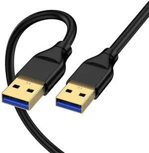 USB to USB USBA to USBA Cable 10 FT Double End USB3.0 A to A Male to Male Cable Data Transfer Cord for Hard Drive Laptop Cooling Pad Soundbar Monitor KVM DVD Player Hub TV Set Up Box Projector Camera