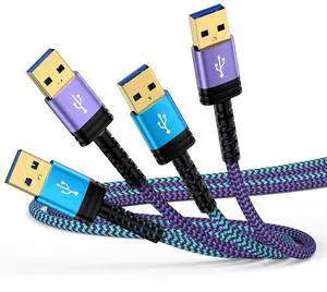 USB to USB Cable 6FT 2 Pack USBA to USBA Cable Male to Male Cord Double Sided USB3.0 A to A Data Transfer USBCord for External Hard Driver DVD Player Monitor Computer PC Laptop Cooler Hub Set Up Box