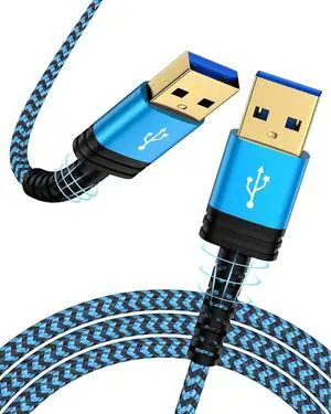 USB to USB Cable Male to Male USB 3.0 A to A Extension Cable Durable Sided USB Cord for Monitor Hard Drive Laptop Camera DVD Player Usba to Usba High-Speed Data Wire 6ft