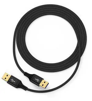 10FT USB A to USB A Cable USB Male to Male Cable Compatible with DVD Player/Computer/Hard Drive Enclosures/Laptop Cooler/PC/TV/Monitor High Data Transfer Double Sided Type A Braided Cord