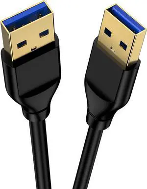 USB to USB Cable 3.0 6FT Double End Type A Male to Male Data Transfer USB Cord Compatible with Hard Drive Enclosures KVM DVD Player TV Laptop Cooler Printer Speaker Camera Hub