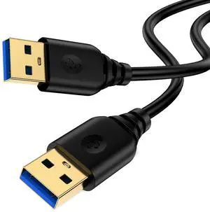USB to USB Cable 6FT High-Speed 3.0 Type A Male to Type A Male Cable Double End Data Transfer Cord for Computer PC Laptop Printer  Hard Drive Enclosures DVD Player Monitor TV Laptop Cooler Hub