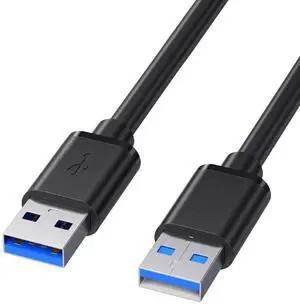 USB 3.0 Male to Male Cable Heavy Duty - 5 Feet Double Sided USB Cord Male to Male for Hard Drive Enclosures DVD Player Laptop Cooler and More (5ft - Black)