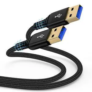 USB to USB Cable 6ft USB A to USB A Cable USB 3.0 Male to Male Cord Type A to A Double Sided USBCord Data Transfer Cord for Computer PC Laptop Cooler Hard Drive Enclosures DVD Player TV Hub Camera