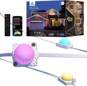 Permanent Outdoor Lights for House 100ft with 90 LEDs 60lm Warm White with Solid Cover RGBW Smart LED Strip Lights IP65 Waterproof with Alexa/Google Assistant for Front Door Garage Porch