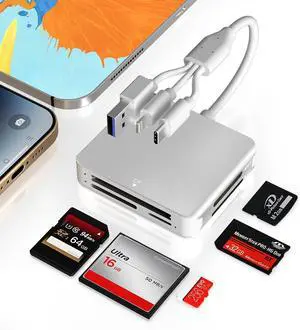 Memory Stick Pro Duo Adapter - 5 in 1 MS/SD/TF/CF/XD Card Reader Multi Camera Phone Adapter with Lightning/USB C/USB OTG Use for Android iPhone 16/15/14 iPad Mac PC Laptop Memory Stick Pro Duo Mark2 Memory Stick Pro Duo Adapter - 5 in 1 MS/SD/TF/CF/XD Card Reader Multi Camera Phone Adapter with Lightning/USB C/USB OTG Use for Android iPhone 16/15/14 iPad Mac PC Laptop Memory Stick Pro Duo Mark2