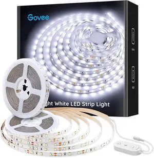 32.8ft White LED Strip Lights 6500K Dimmable LED Light Strip with Control Box Bright 600 LEDs Daylight White Lights for Mirror Under Cabinet Living Room Study Wardrobe 2 Rolls of 16.4ft