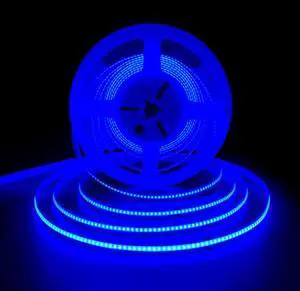 COB LED Strip Lights Blue DC12V 16.4ft/5M 320leds/M CRI90 Bright Flexible LED Tape 8mm for Indoor Home Cabinet Bedroom Kitchen Stage Backlight DIY Lighting (Without Power Supply) (Blue)